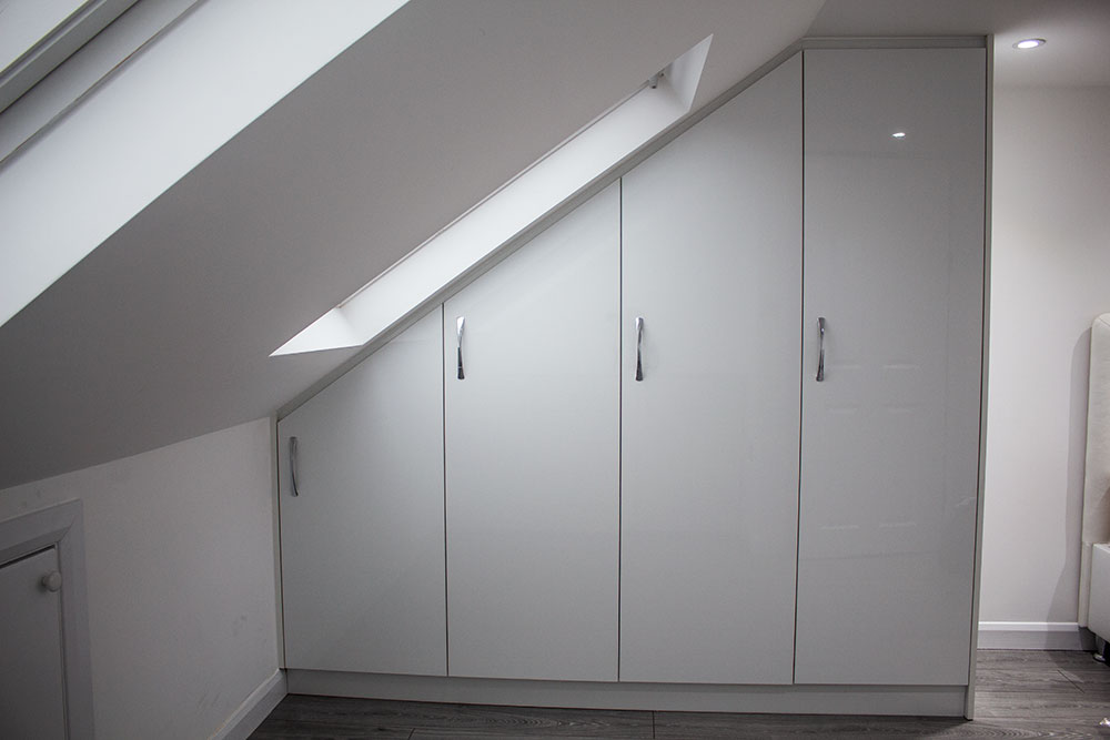 Fitted loft wardrobe - front view